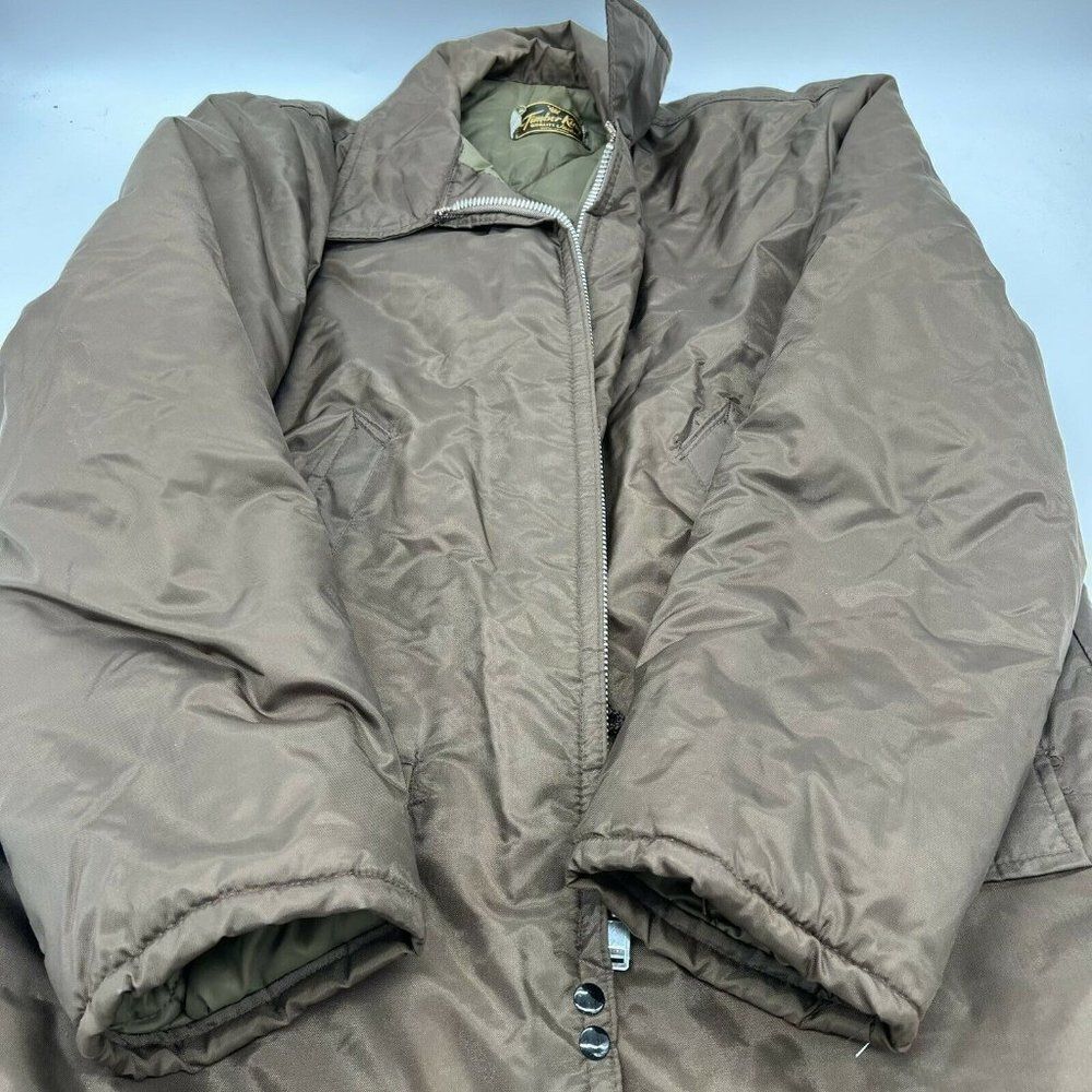 VTG Timber King Bomber Flight Police officer Brown Full Zip Nylon Jacket Large